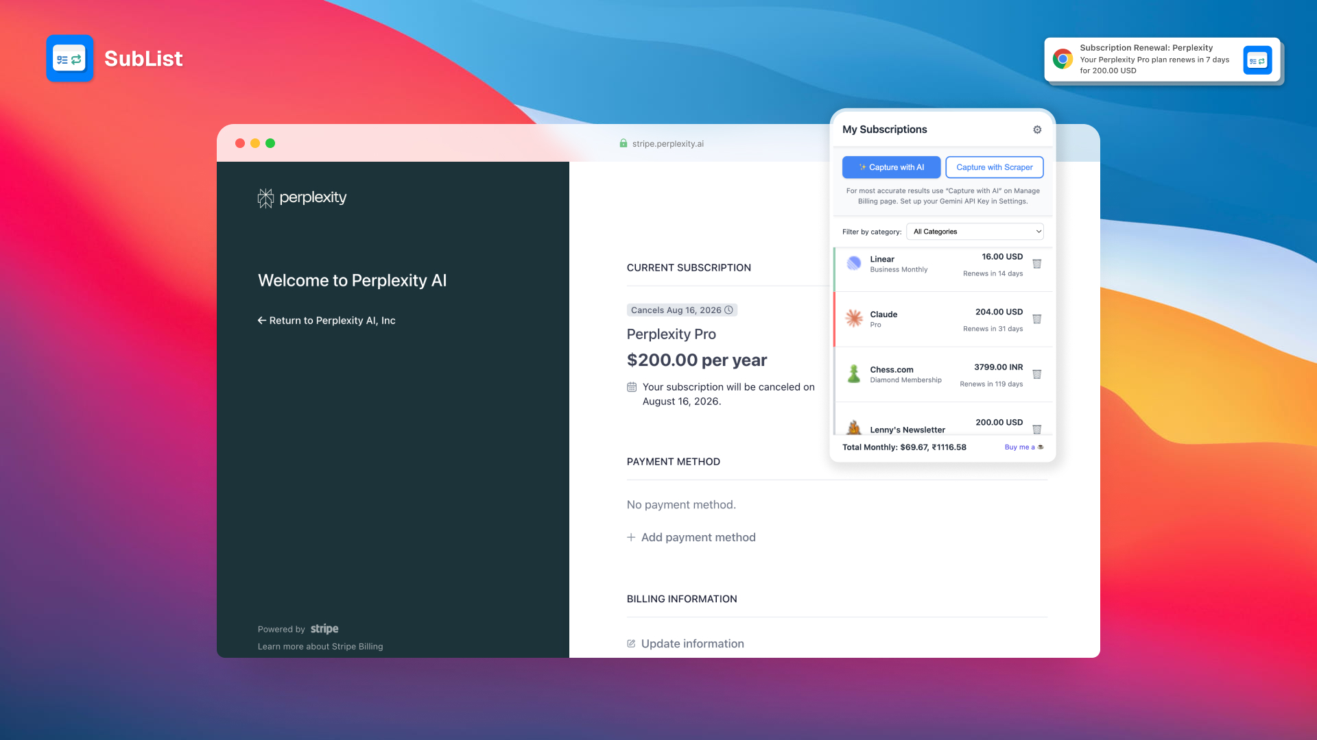 Manage Subscriptions Smarter, with AI ✨